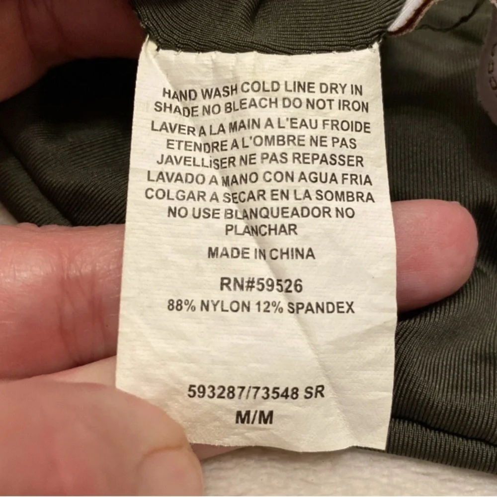 BECCA Olive Bikini Top with Multicolor Ribbons